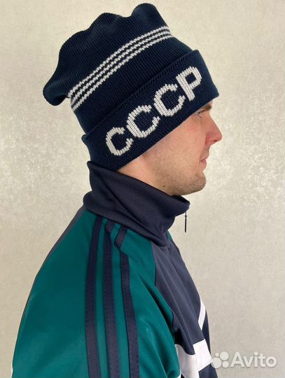 Шапка петушок СССР с кисточкой синяя