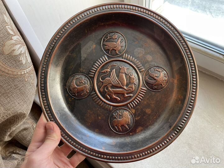 Медная настенная редкая тарелка