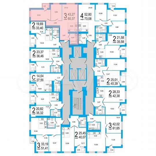3-к. квартира, 60,4 м², 18/18 эт.