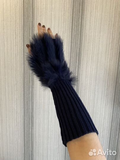 Митенки с натуральным мехом