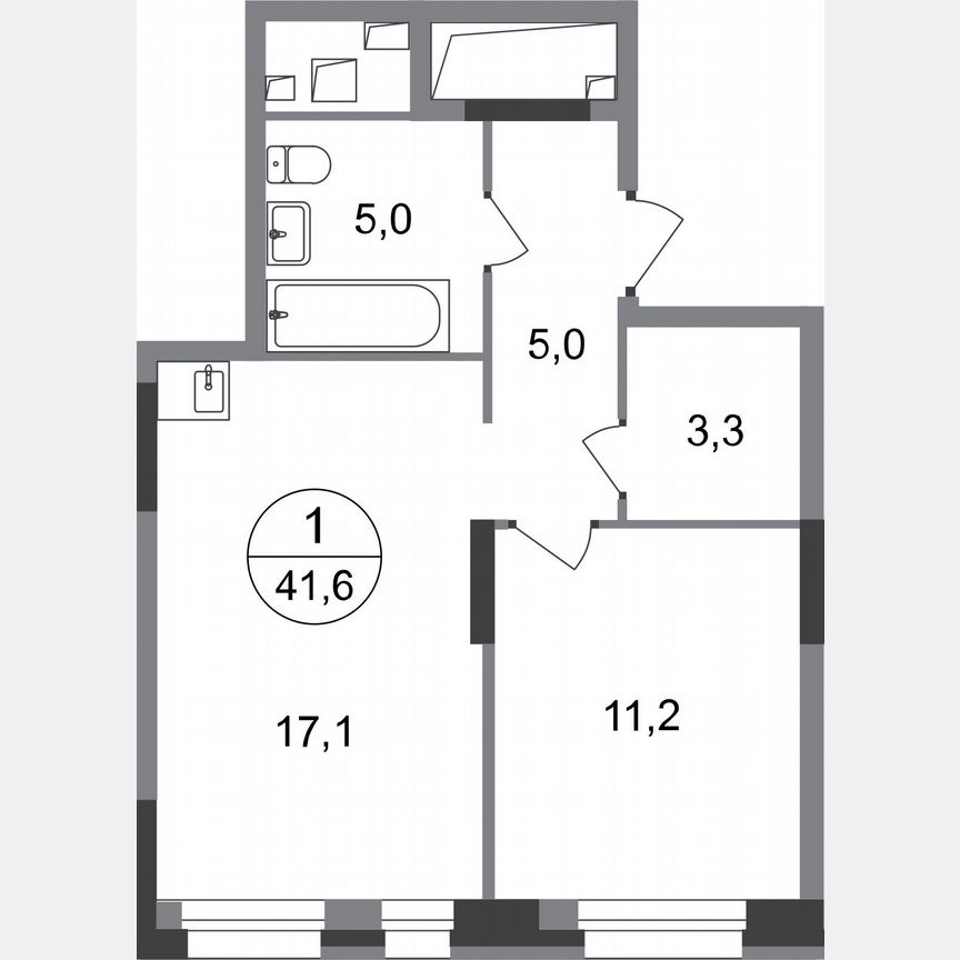 1-к. квартира, 41,6 м², 3/20 эт.