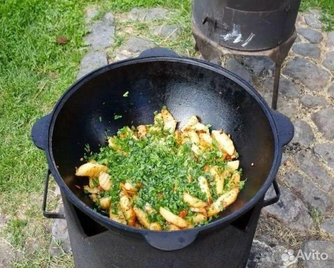 Казан чугунный узбекский с крышкой для плова