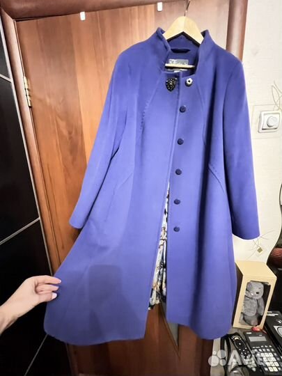 Пальто женское, демисезонное, фиолетовое