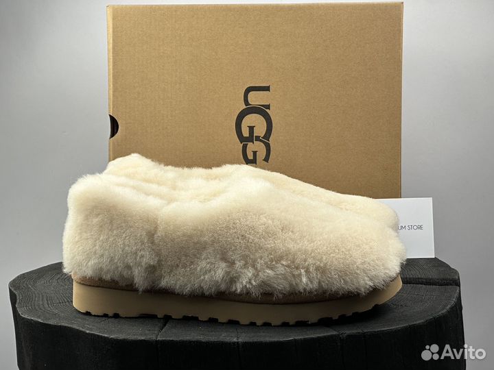 Меховые тапочки UGG Hailey Fluff Slippers Natural