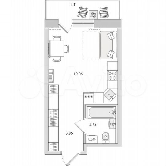 Квартира-студия, 31,3 м², 9/21 эт.