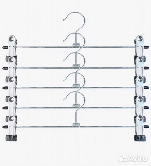 Вешалка металлическая для брюк с зажимами, 5 шт