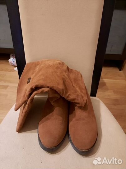 Сапоги демисезонные осенние нубук горчичные
