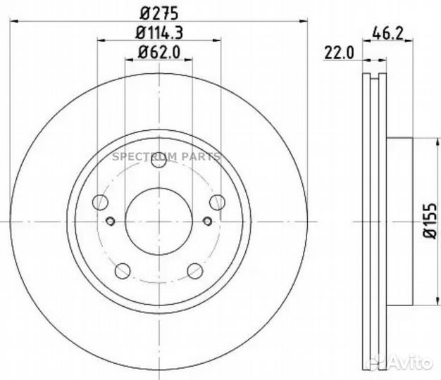 Диск тормозной перед nisshinbo ND1022K