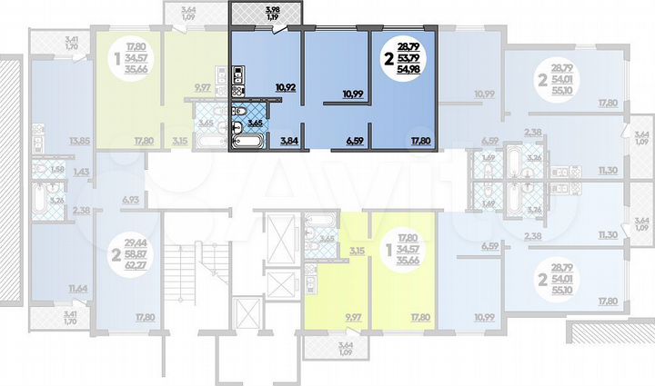 2-к. квартира, 55 м², 1/16 эт.