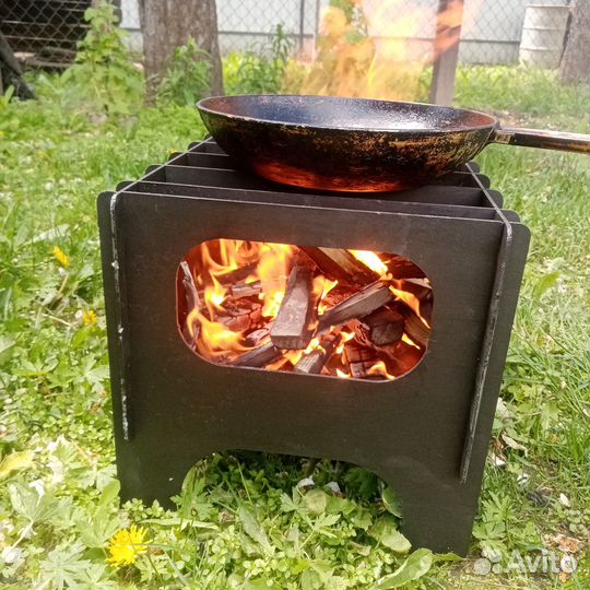Разборный мангал с печью под казан