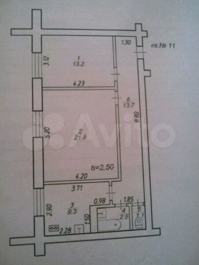 2-к. квартира, 61,6 м², 1/2 эт.