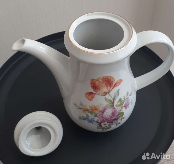 Кофейник. Мейсенский букет,Цветы.GDR. Винтаж. Люкс