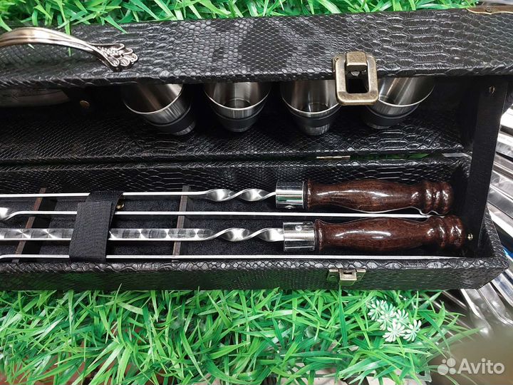 Набор шампуров подарочный в кейсе для шашлыка