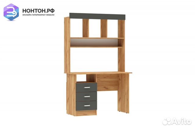 Стол Мартина с надстройкой графит / дуб крафт