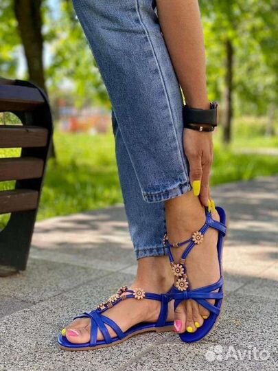 Босоножки женские синие