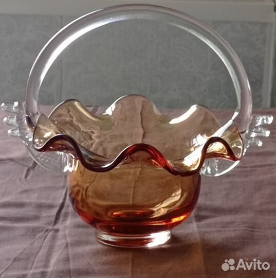 Конфетница цветное стекло СССР