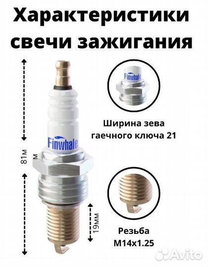 Свечи зажигания Finwhale комплект (4шт.)
