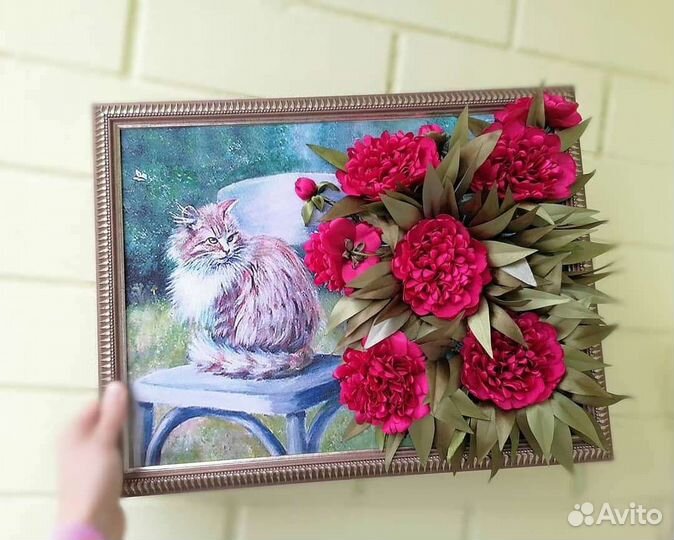 Картина вышитая лентами