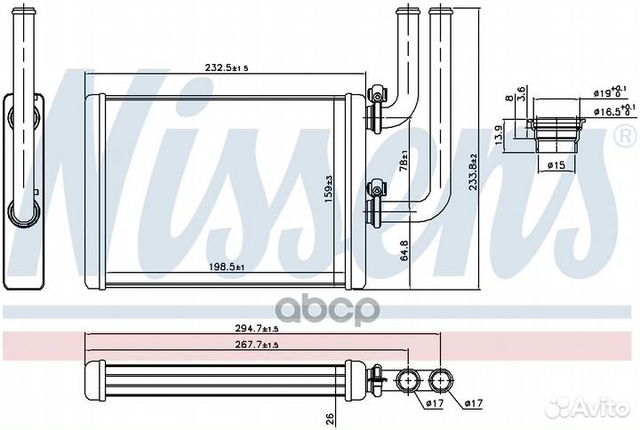 NS707076 радиатор печки Nissan X-Trail T30 00