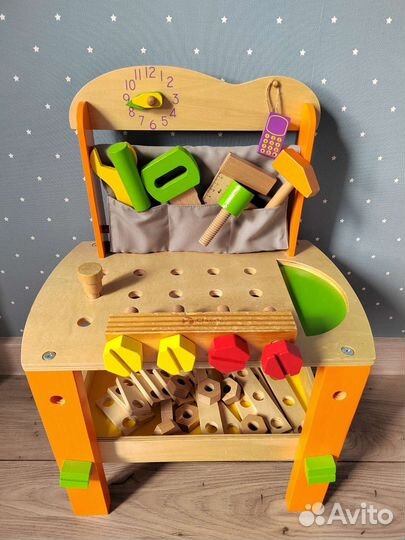 Детский столярный стульчик, набор инструментов
