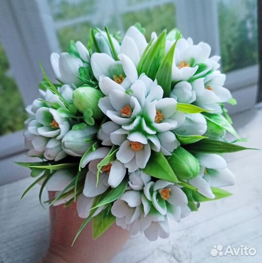 Подснежники из мыла ручной работы цветы 8 марта