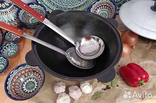 Шумовка и половник для казана