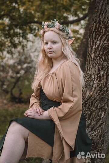 Костюм эльфа деодема платье уши