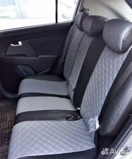 Чехлы автопилот Kia Sportage 4 серая середина ромб