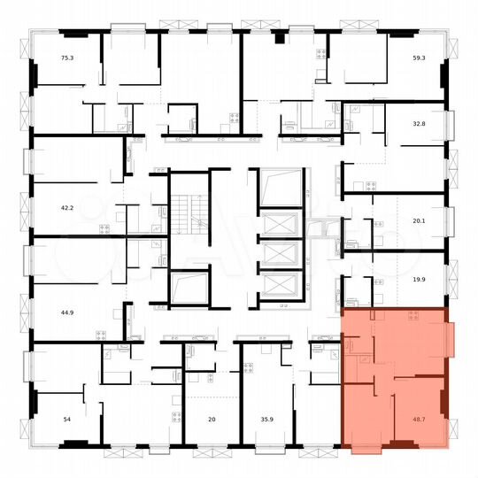 2-к. квартира, 48,7 м², 13/23 эт.