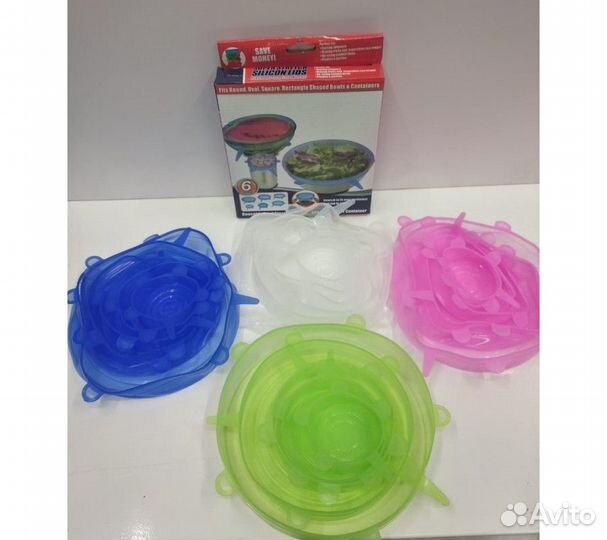 Набор силиконовых крышек для посуды/еды 6в1