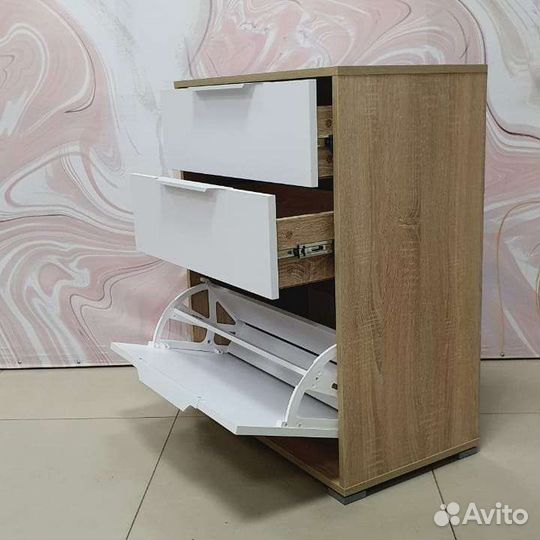 Тумба для обуви Куба дуб сонома/ белый