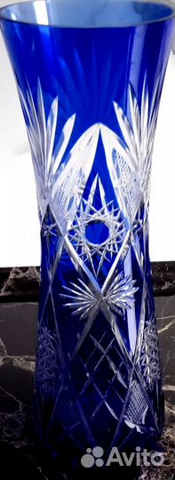 Ваза хрустальная СССР- синий кобальт