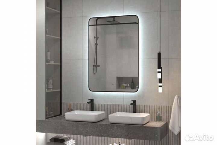 Зеркало Reflection Black view с фоновой подсветко