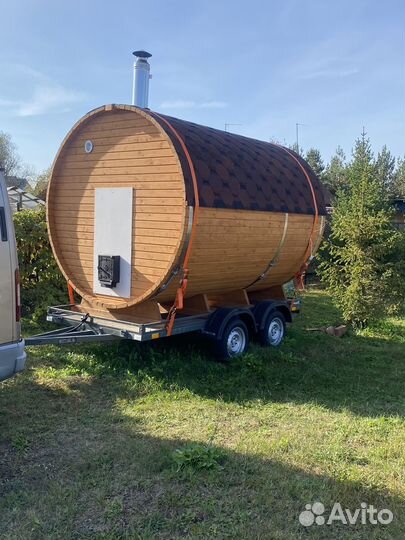 Баня бочка на прицепе