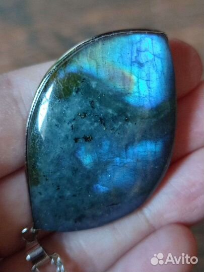 Лабрадорит кулон и кольцо синие