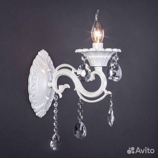 Бра настенный металлический с хрусталем классика