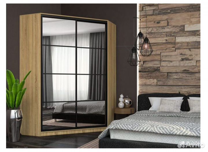 Угловой шкаф-купе Лофт фасад зеркало 3г