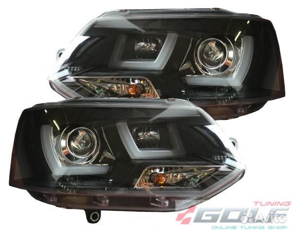 VW T5 09-15 Фары LED-Lightguide design черные