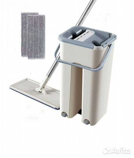 Швабра и ведро с отжимом + 2 насадки новые