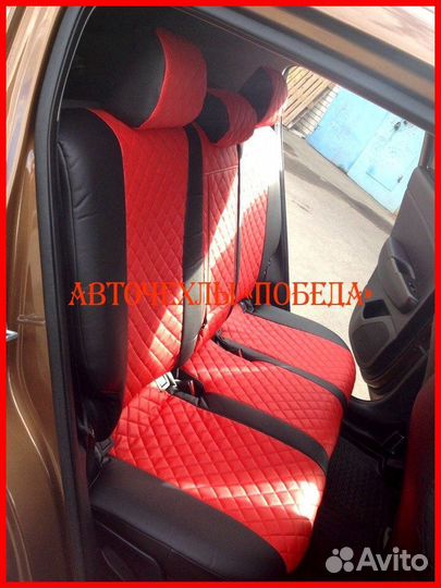 Чехлы Kia Sportage 4 из экокожи чёрно-красные Ромб