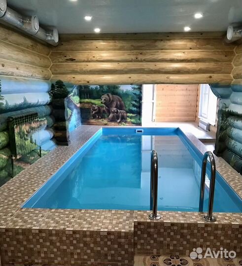 Баня сауна с бассейном
