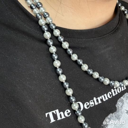 Бусы Чешские Колье Ожерелье СССР Голубые Синие