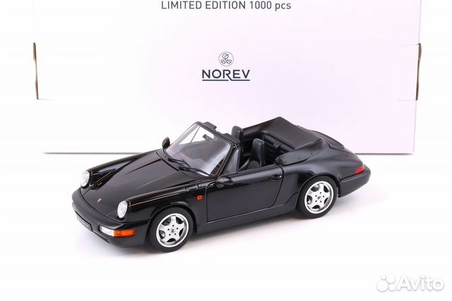 1/18 1990 Porsche 911 (964) Carrera 4 кабр черный