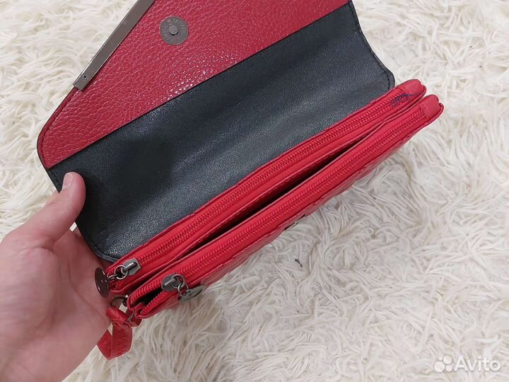 Клатч новый красный и серый