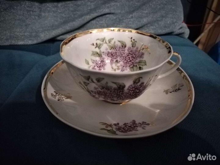 Чайная пара сирень дулево 1960