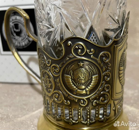 Подстаканник Герб СССР с хрустальным стаканом