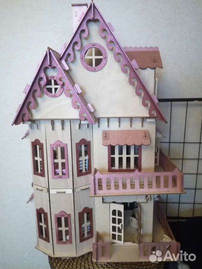 Домик кукольный деревянный пазл с мебелью