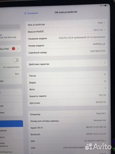 iPad Pro 12.9 2021 M1 512gb cellular