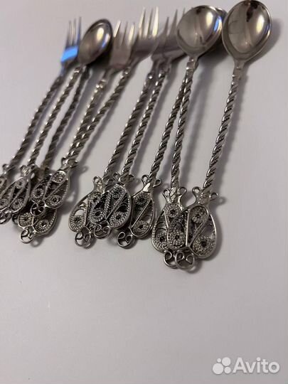 Набор десертных ложек и вилок (мельхиор) СССР