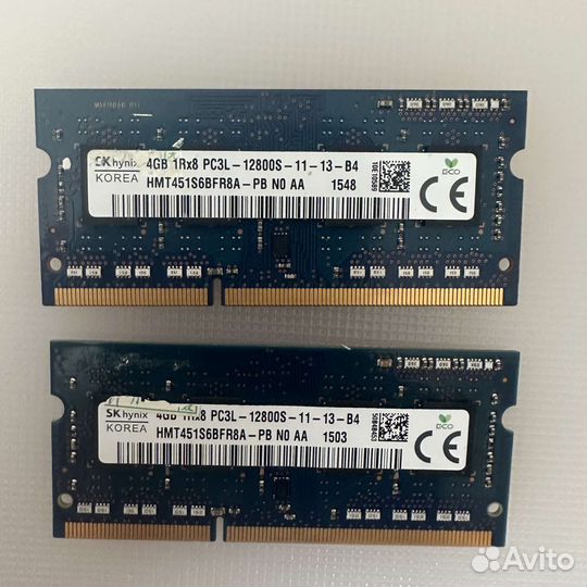 Озу 4гб ddr3L 1,35v 12800s 1600 sodimm Samsung б/у